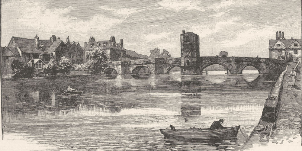 CAMBRIDGESHIRE. Old bridge, St. Ives 1901 antique vintage print picture